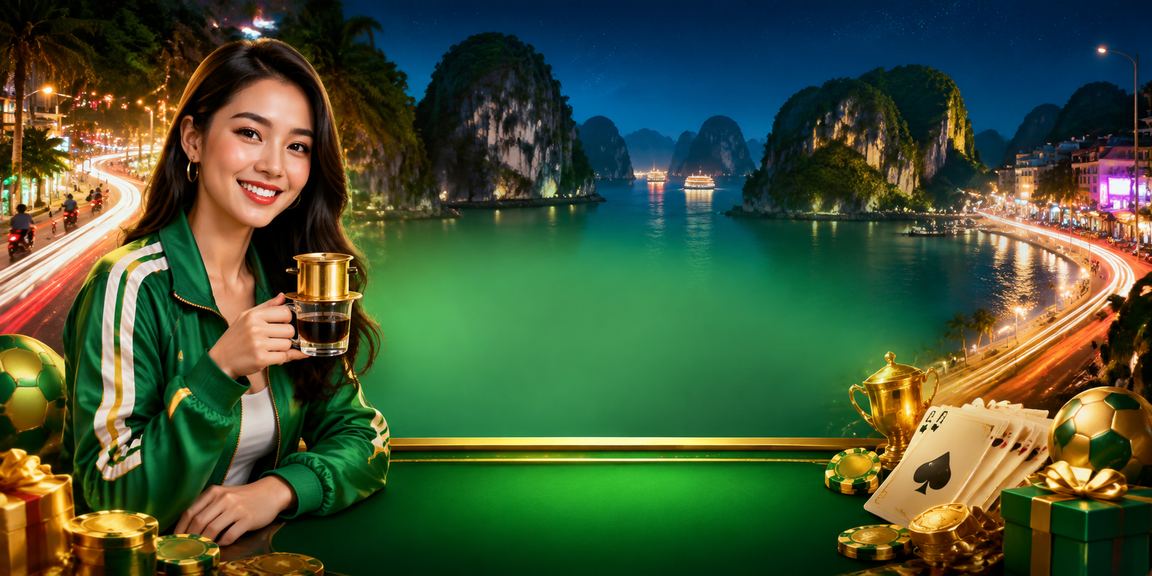 Người chơi bài tại quán cà phê ven vịnh Hạ Long với khung cảnh thơ mộng
