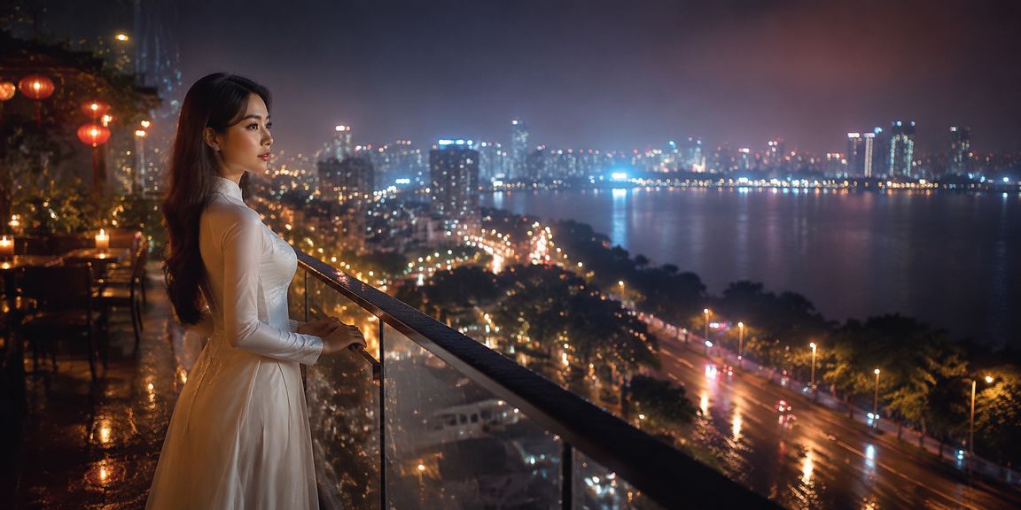 Người phụ nữ mặc áo dài truyền thống Hà Nội tham gia cá cược casino sang trọng