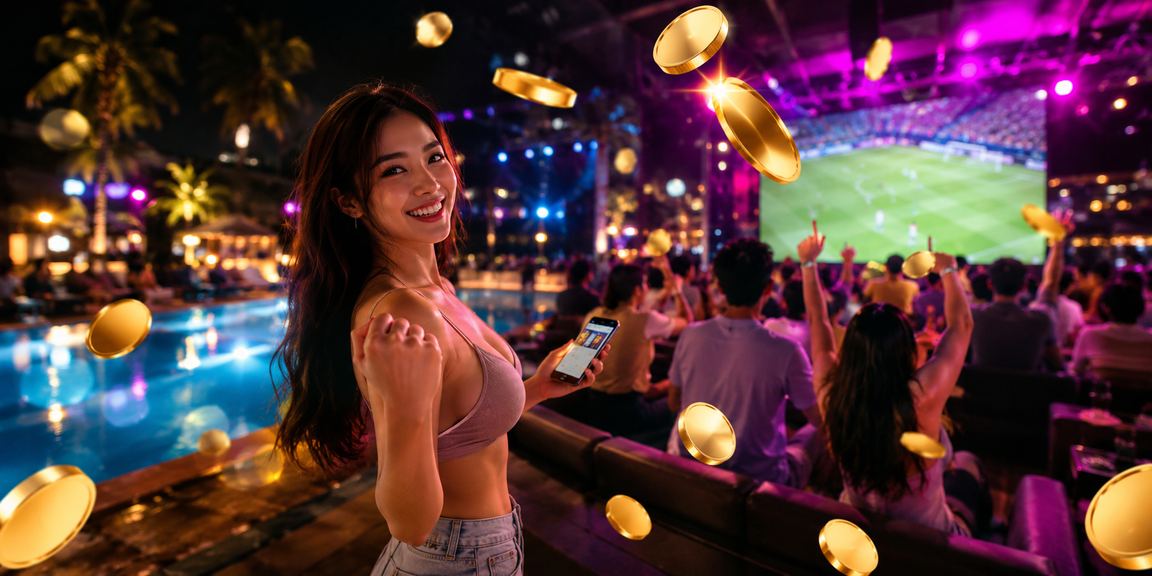 Không gian casino đèn neon sôi động tại Mũi Né về đêm