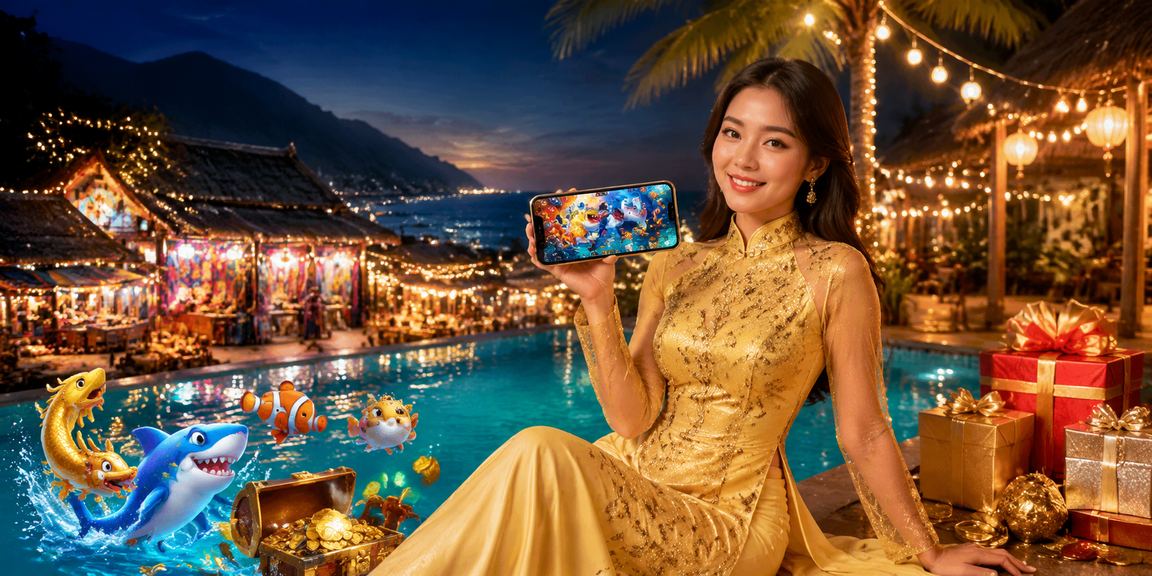 Người phụ nữ mặc áo dài chơi bắn cá tại Sapa với phong cảnh núi non hùng vĩ